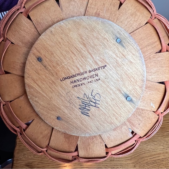 ⭐️ 1995 Longaberger Pumpkin Basket Fabric Liner Plastic Protector - Picture 4 of 8